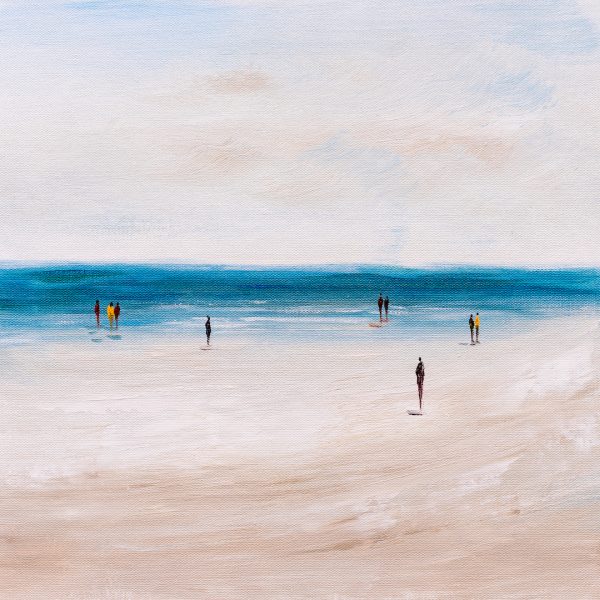 Oil Painting - Abstract View of People Relaxing On Beach